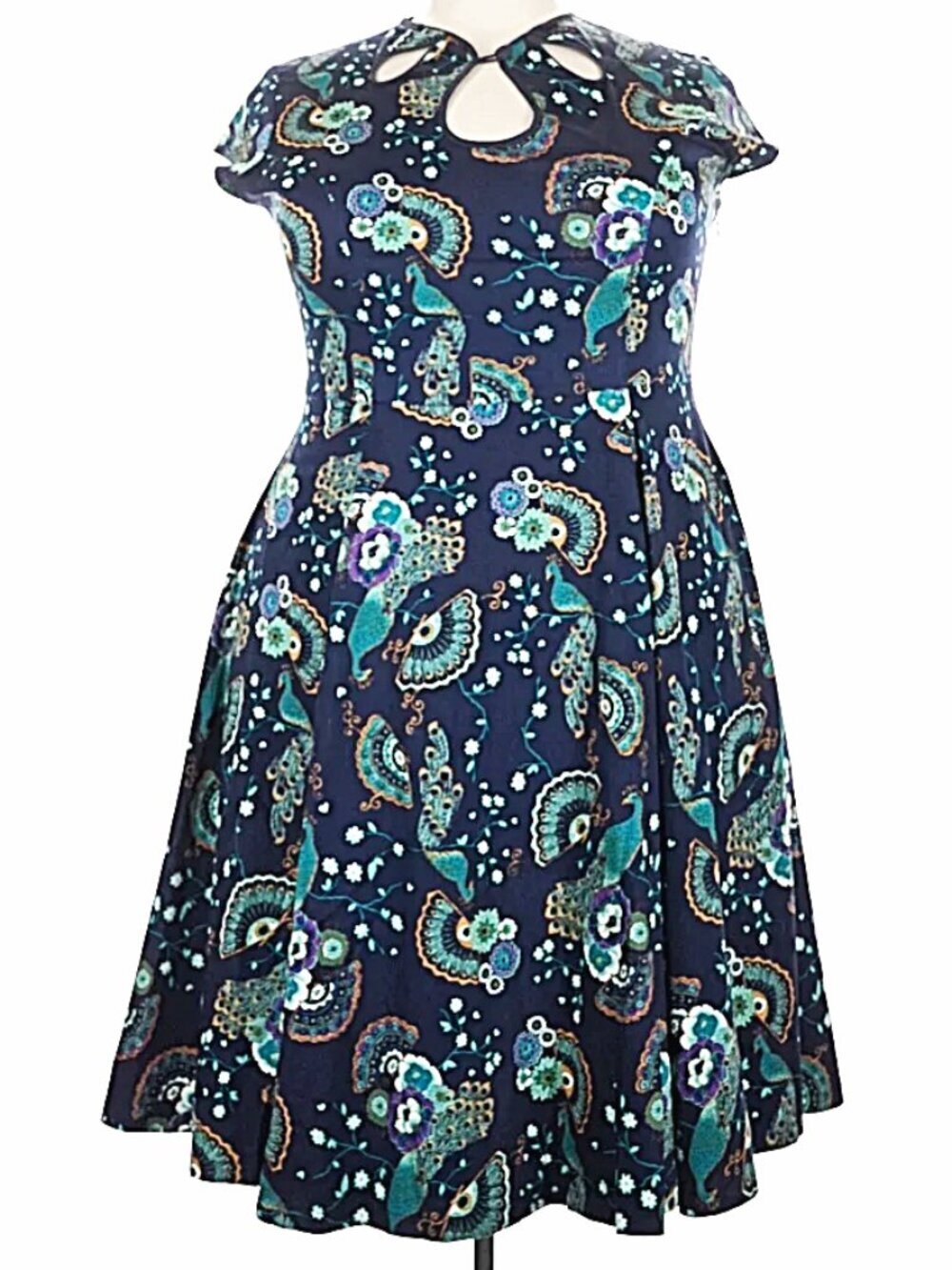 Banned Apparel Dancing Days Proud Peacock Paisley Retro Pinup Swing Dress 3XL